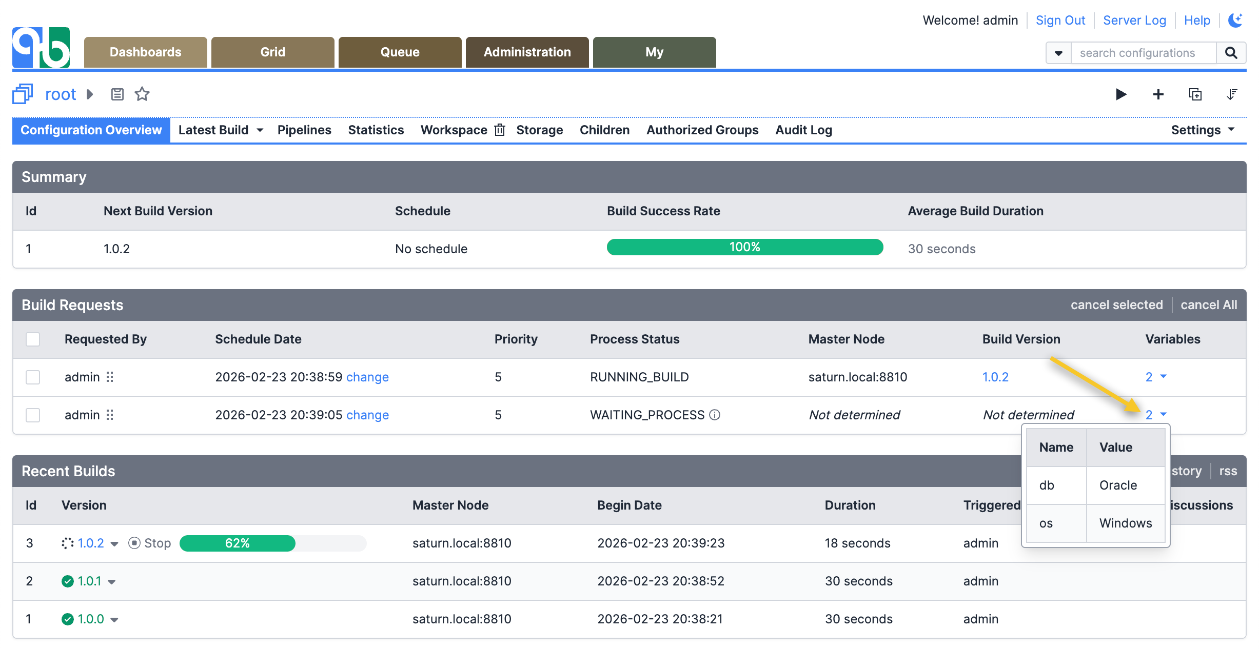 Build request variables