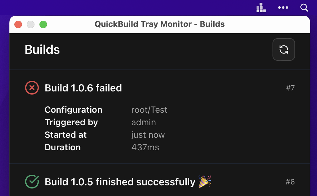 Tray Monitor Build History